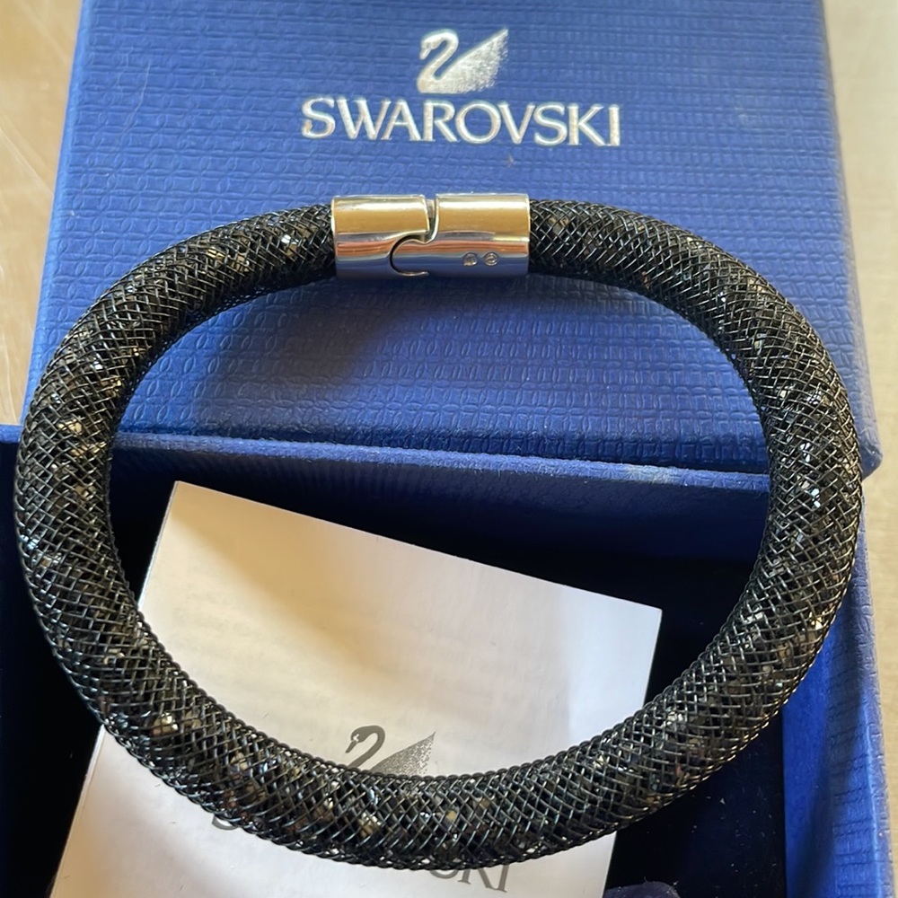 Swarovski bracelet Stardust black crystals  EUC retired